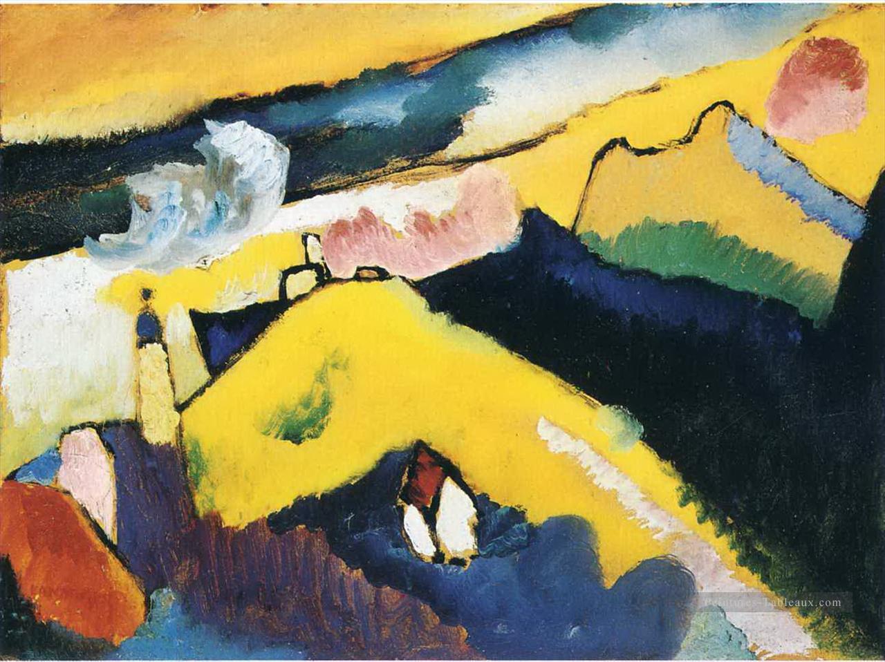Montagne paysage avec l’église Wassily Kandinsky Peintures à l'huile